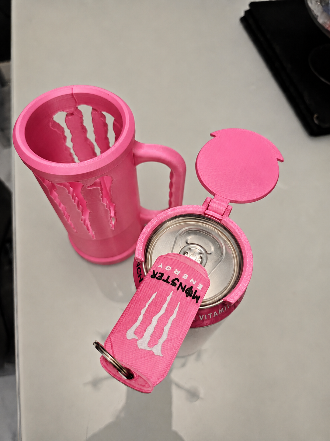 Monster Energy Drink Holder with Lid & Ring Pull Opener