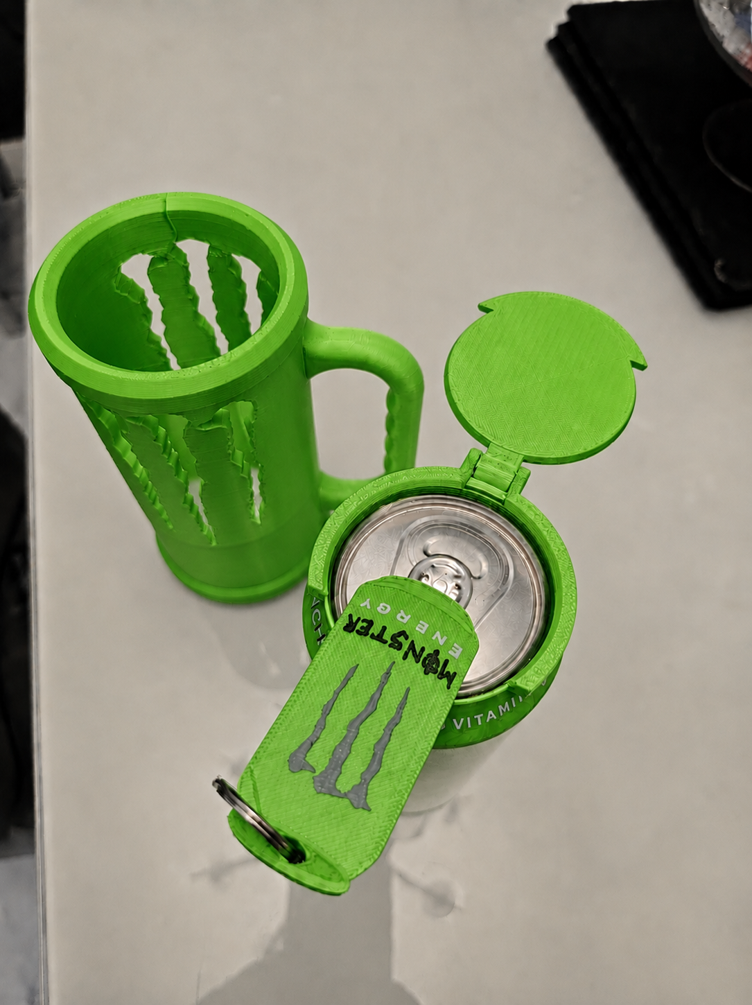 Monster Energy Drink Holder with Lid & Ring Pull Opener