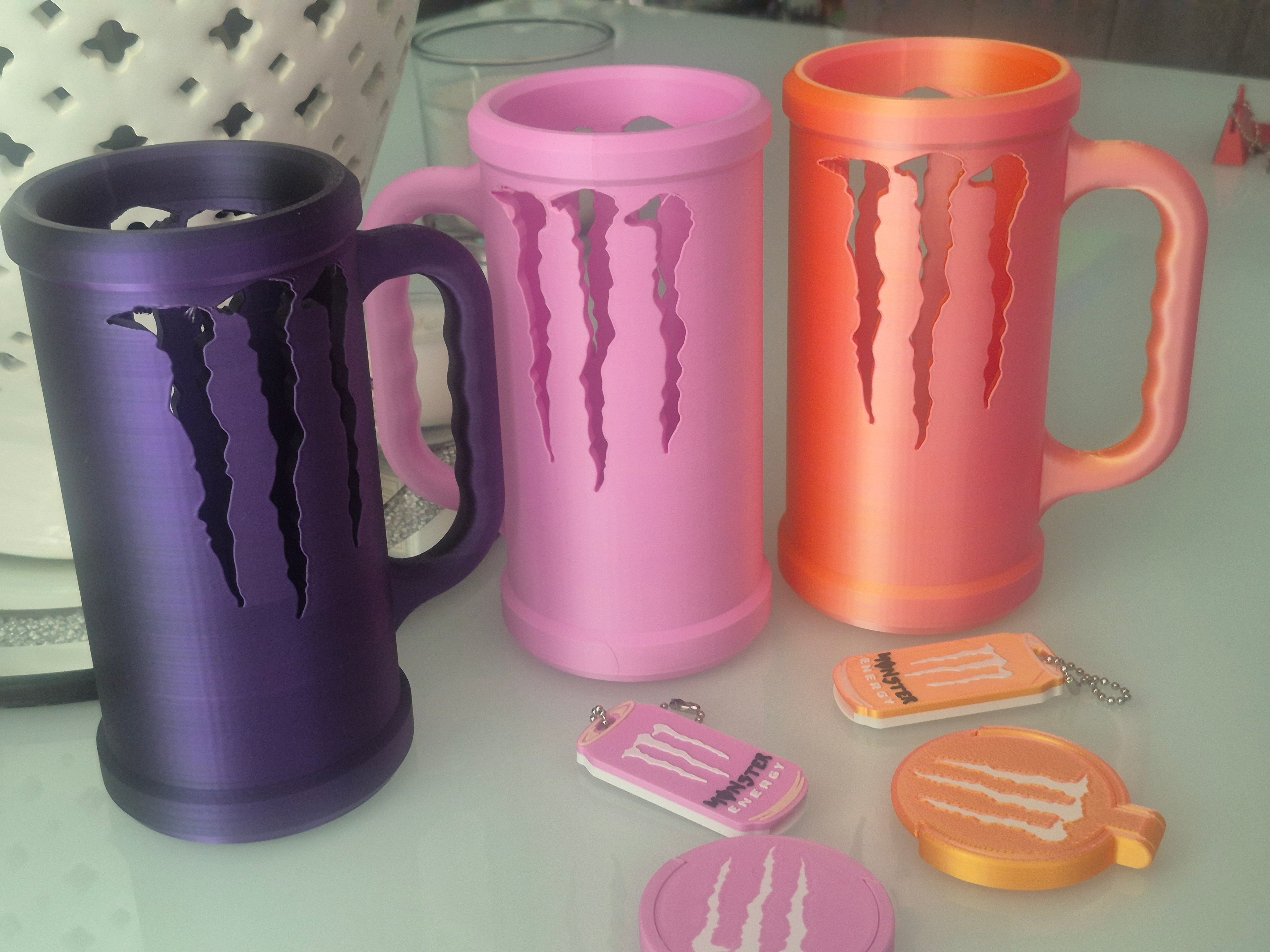 Monster Energy Drink Holder with Lid & Ring Pull Opener