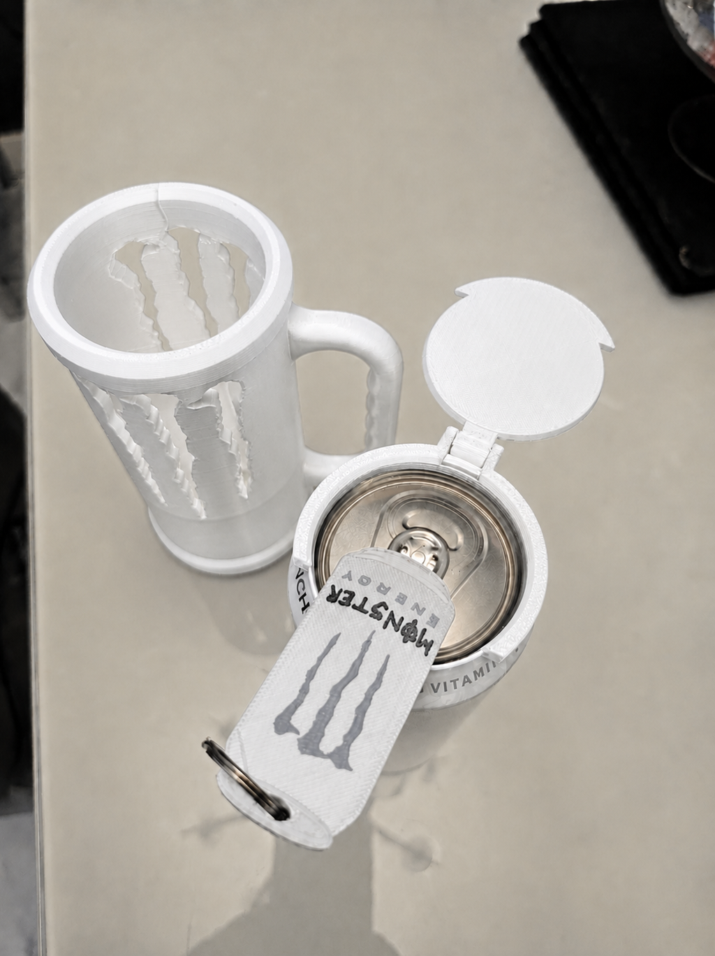 Monster Energy Drink Holder with Lid & Ring Pull Opener